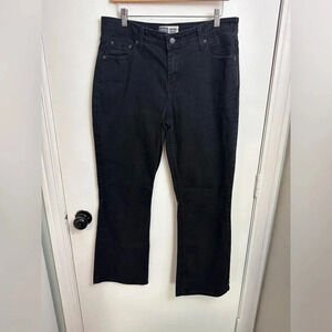 Levi Strauss mid rise bootcut black denim jeans misses 14 medium #0884